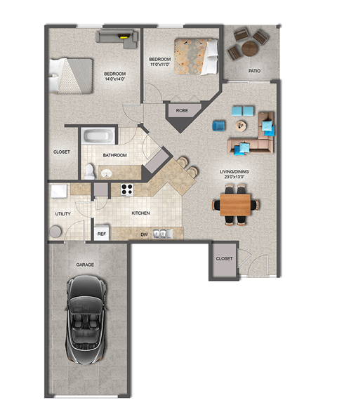 Pembrook Apartments Chestnut Two Bedroom Floor Plan